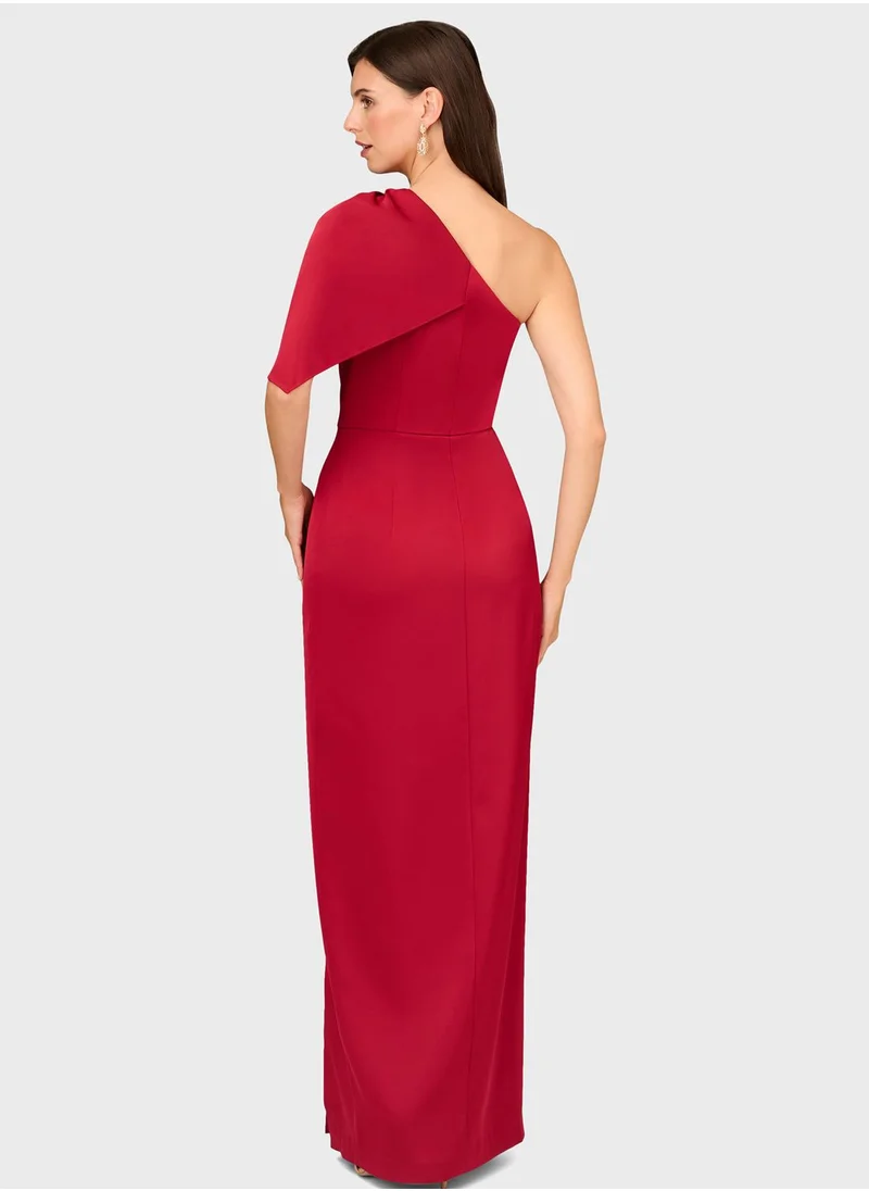 AIDAN MATTOX One Shoulder Side Slit Dress