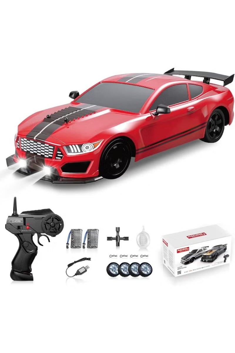 LIMOS RC Drift Car 2.4GHz 1:16 Scale 6WD Remote Control Car with LED Lights, Sprayer, 2 Rechargeable Batteries & Extra Drift Tires – High-Speed Racing Sport RC Car with Removable Shell - Image 1