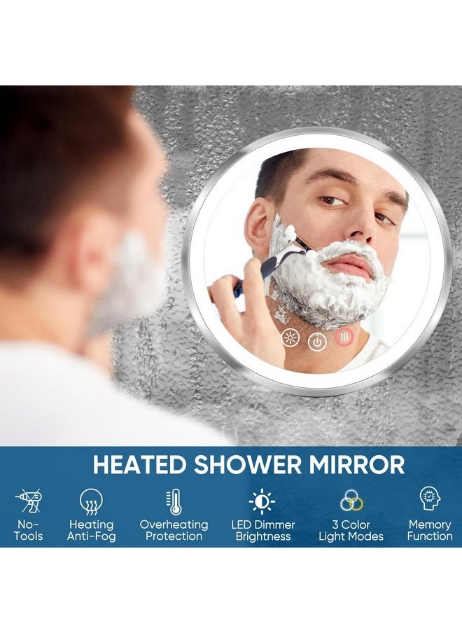 KEDSUM - Heated Shower Mirror Fogless For Shaving, 3 Color Dimmable Shower Mirror With Light, No-Tools Wall Mounted, 360° Swivel, Waterproof, Rechargeable Real Glass Shaving Mirror For Men/Women - Image 1