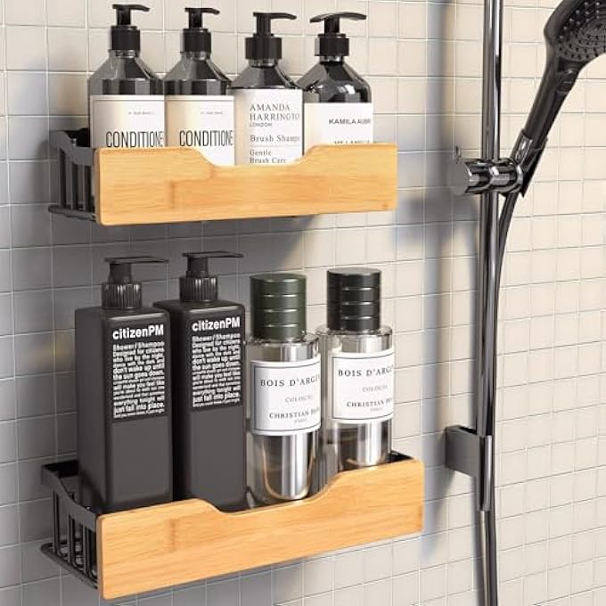 2Pack Stainless Steel Shower Caddy No Drill Adhesive Hanging Shelves With Soap Holder Bathroom Organizers And Storage Large Capacity Rack For Inside Showerkitchen House Warming Gifts New Home