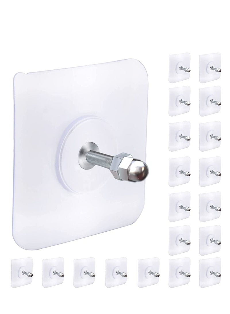 Excefore Adhesive Hooks Heavy Duty, Wall for Hanging,Wall Hangers without Nails,2 in 1 Screw Free Sticker Mount Shelf,Waterproof Rustproof (16mm) 20 PCS  - Image 1