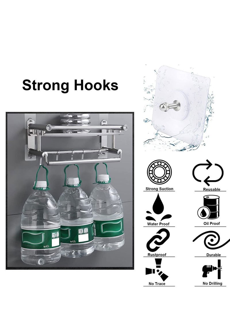 Excefore Adhesive Hooks Heavy Duty, Wall for Hanging,Wall Hangers without Nails,2 in 1 Screw Free Sticker Mount Shelf,Waterproof Rustproof (16mm) 20 PCS  - Image 2
