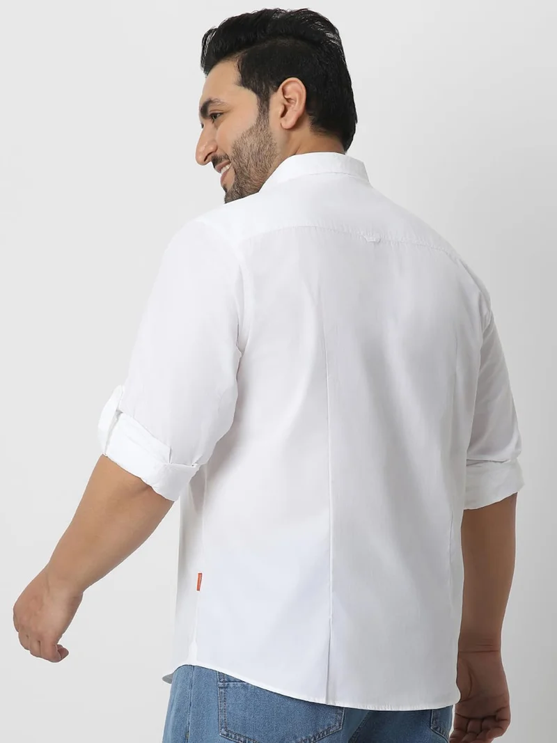 Urbano Fashion  Urbano Plus Men's White Cotton Full Sleeve Regular Fit Casual Solid Shirt  | Best Price UAE