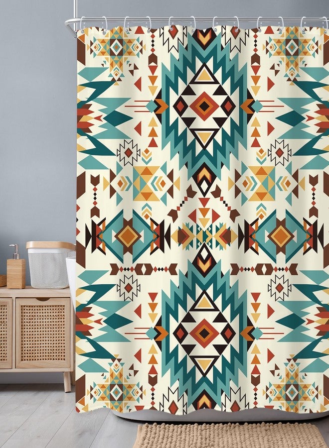 Newsely Western Aztec Shower Curtain 60Wx72L Inch Abstract Vintage Boho Retro Geometric Tribal Ethnic Native Bathroom Set American Southwestern Waterproof Bath Decoration Accessories Home Decor - Image 2