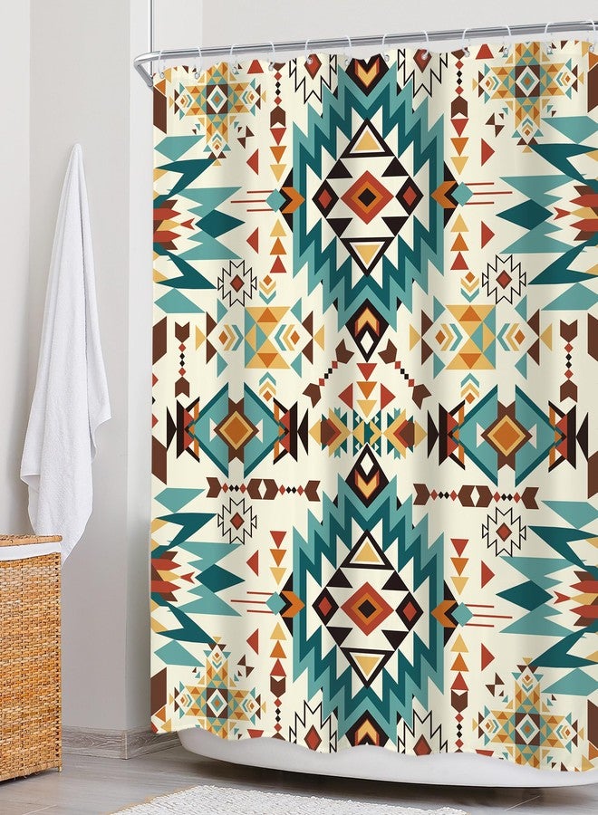 Newsely Western Aztec Shower Curtain 60Wx72L Inch Abstract Vintage Boho Retro Geometric Tribal Ethnic Native Bathroom Set American Southwestern Waterproof Bath Decoration Accessories Home Decor - Image 3