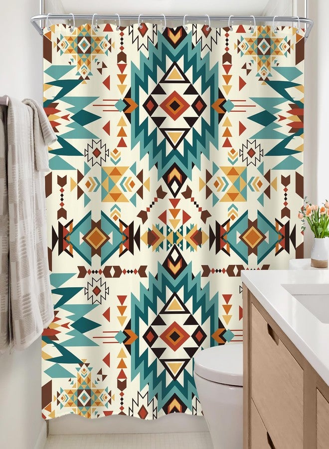 Newsely Western Aztec Shower Curtain 60Wx72L Inch Abstract Vintage Boho Retro Geometric Tribal Ethnic Native Bathroom Set American Southwestern Waterproof Bath Decoration Accessories Home Decor - Image 4
