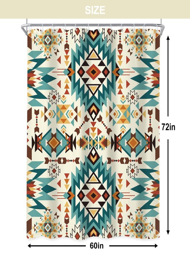 Newsely Western Aztec Shower Curtain 60Wx72L Inch Abstract Vintage Boho Retro Geometric Tribal Ethnic Native Bathroom Set American Southwestern Waterproof Bath Decoration Accessories Home Decor - Image 5