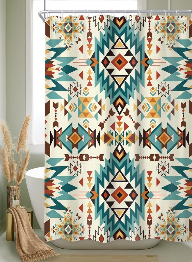 Newsely Western Aztec Shower Curtain 60Wx72L Inch Abstract Vintage Boho Retro Geometric Tribal Ethnic Native Bathroom Set American Southwestern Waterproof Bath Decoration Accessories Home Decor - Image 1