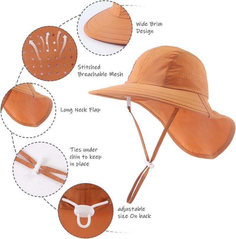 Yuoahcn Baby Dinosaur Sun Hat Toddler Boys Beach Hats Breather Quick Dry Kids Bucket Cap UV Protection Swim Hat for Girl 0-4Y - Image 5