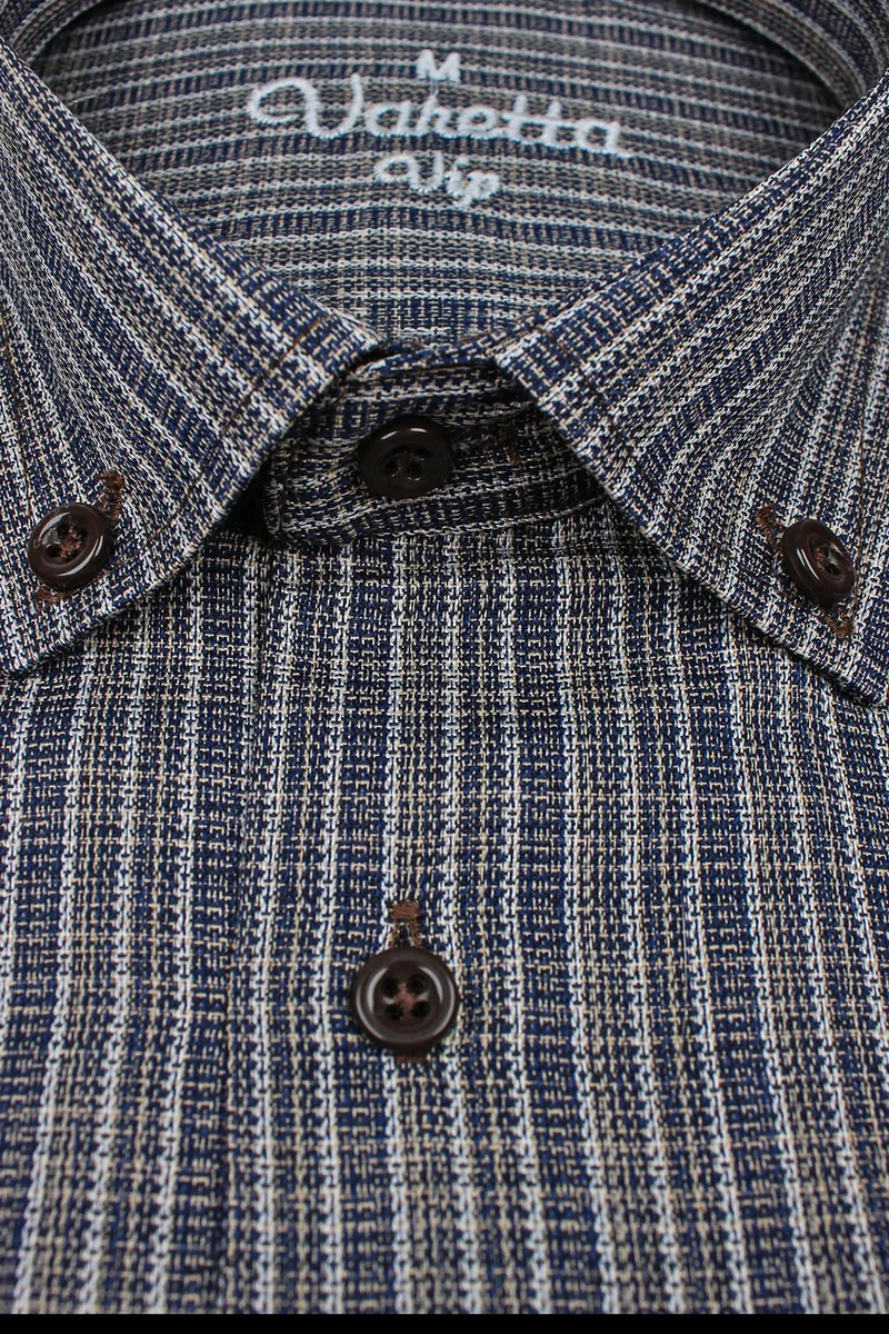 فاريتا Men's Brown Short Sleeved Classic Cut Collar Buttoned One Pocket Shirt