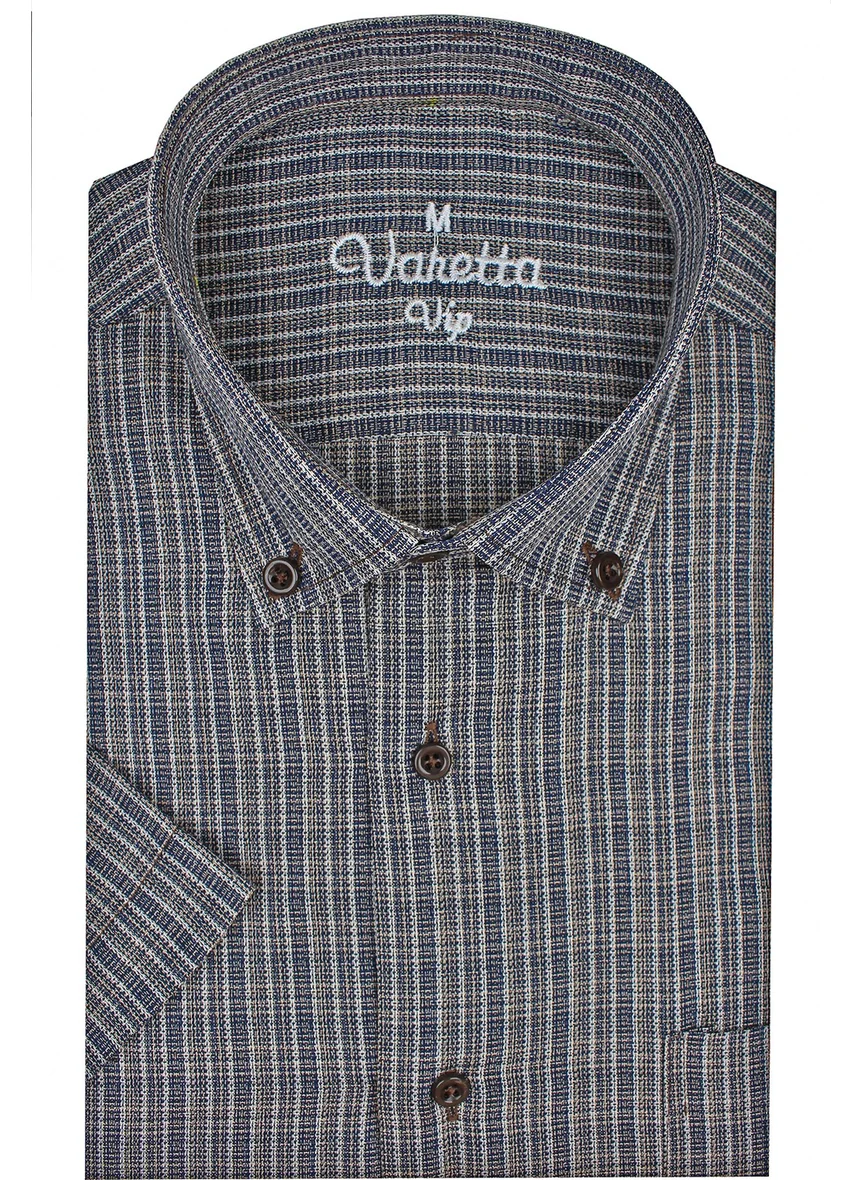 Varetta Men's Brown Short Sleeved Classic Cut Collar Buttoned One Pocket Shirt