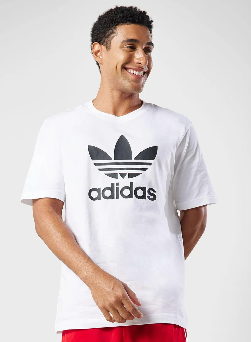 adidas تيشيرت تريفويل أبيض للرجال من أوريجينالز