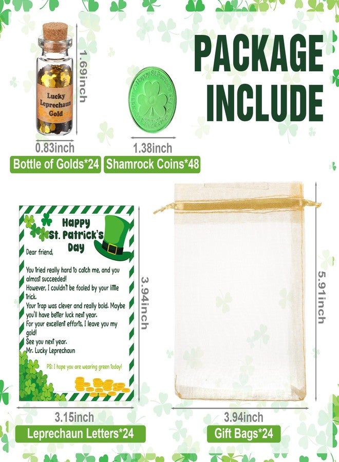 Leitee 24 Set St. Patrick's Day Leprechaun Trap Kit 48 Shamrock Coins 24 Leprechaun Letter 24 Mini Lucky Gold Glitter Bottle DIY Leprechaun Trap Crafts Kit for St. Patrick's Day Party Decorations - Image 4