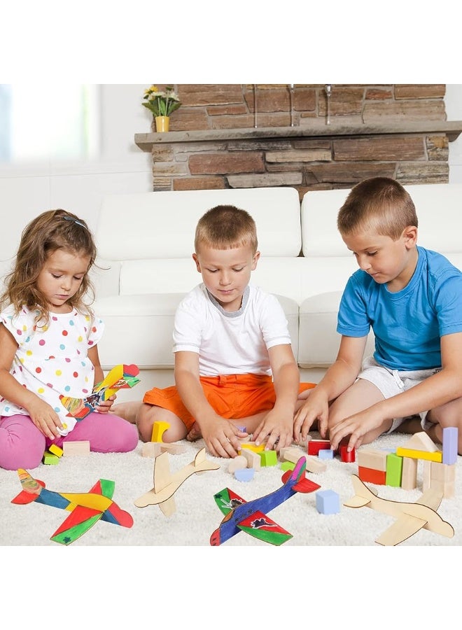 BAPHILE 12 Pack DIY Wood Planesï¼ŒMini Airplane Paint and Decorate Wooden Airplane Craft Kits with Decorate Tools for Kids School Craft Decor Projects - Image 2