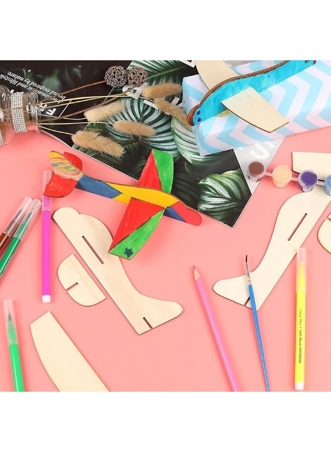 BAPHILE 12 Pack DIY Wood Planesï¼ŒMini Airplane Paint and Decorate Wooden Airplane Craft Kits with Decorate Tools for Kids School Craft Decor Projects - Image 5