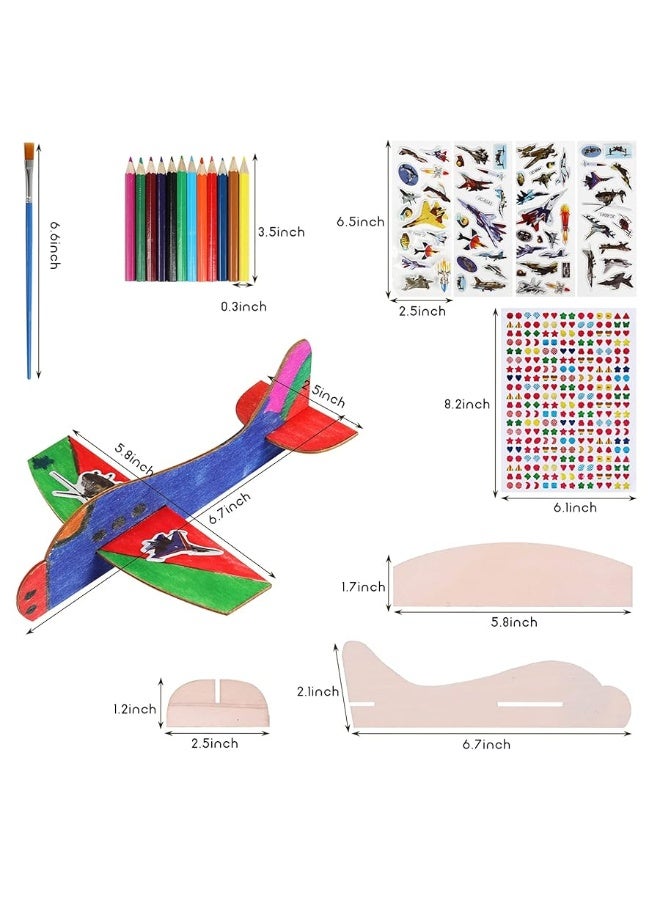 BAPHILE 12 Pack DIY Wood Planesï¼ŒMini Airplane Paint and Decorate Wooden Airplane Craft Kits with Decorate Tools for Kids School Craft Decor Projects - Image 4