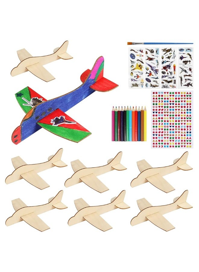 BAPHILE 12 Pack DIY Wood Planesï¼ŒMini Airplane Paint and Decorate Wooden Airplane Craft Kits with Decorate Tools for Kids School Craft Decor Projects - Image 3
