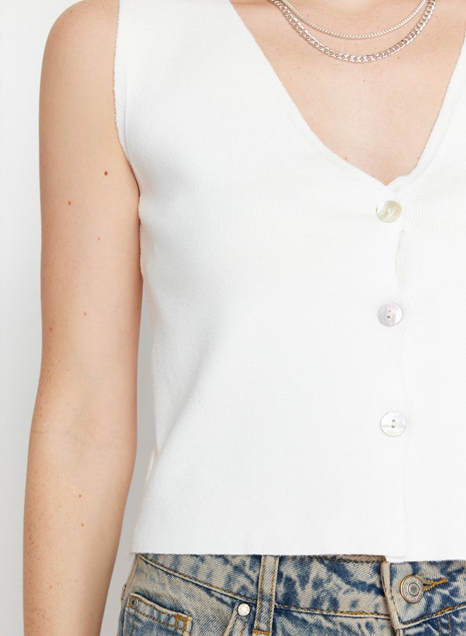 trendyol Ecru Basic Vest Look Premium Yarn/Special Yarn Knitwear Blouse  - Image 5