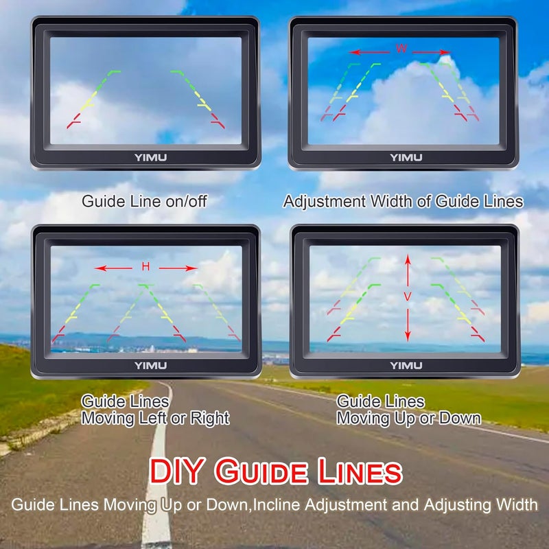 YIMU Backup Camera System with 4.3" Monitor, License Plate Reverse Camera, Night Vision, IP69K Waterproof, Dual Bracket Installation - Image 4