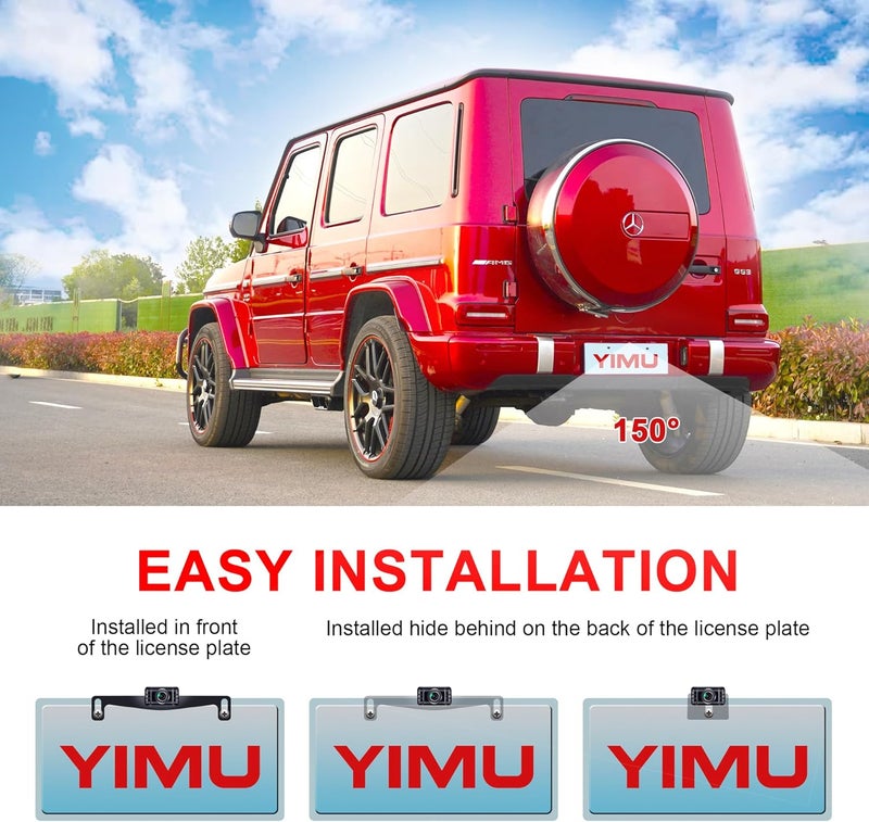 YIMU Backup Camera System with 4.3" Monitor, License Plate Reverse Camera, Night Vision, IP69K Waterproof, Dual Bracket Installation - Image 3