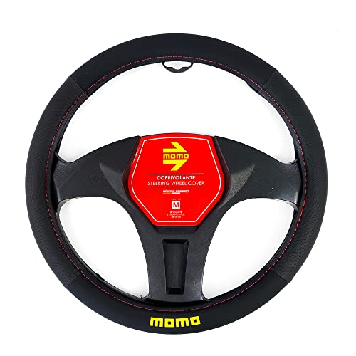 MOMO Comfort Universal Steering Wheel Cover Black and RED - Image 1