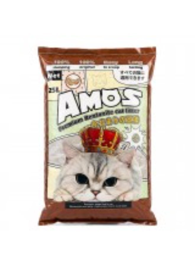 Amos رمل قطط أموس بريميوم بنتونيت برائحة القهوة 25 لتر (20 كجم) – 100% تكتل، خالي من الغبار، تحكم قوي في الروائح، سهل الاستخدام، رمل قطط يدوم طويلاً لجميع القطط، امتصاص عالي من الرمل الطبيعي للقطط - Image 1