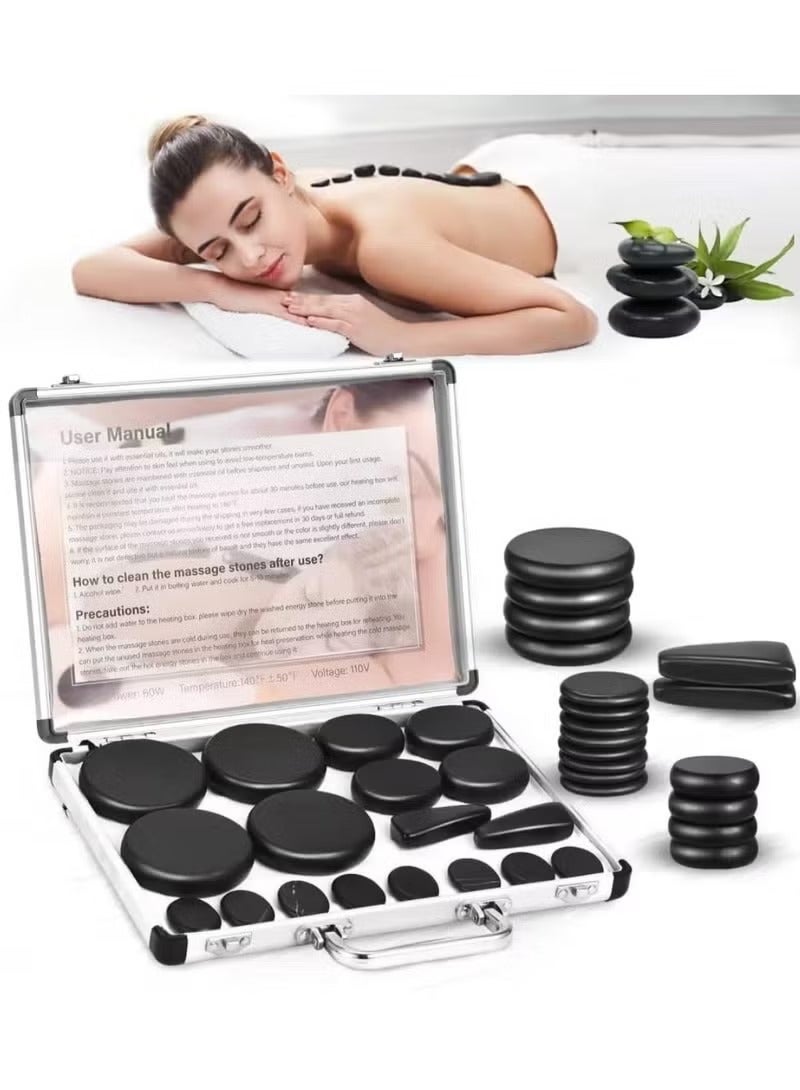 Arabest Hot Stones Massage Set with Temperature Adjustment-18 Pcs Basalt Hot Stones with Heater Kit, Professional Massage Tool for Spa-Lymphatic Drainage, Relieve Tension and Muscle Pain - Image 1