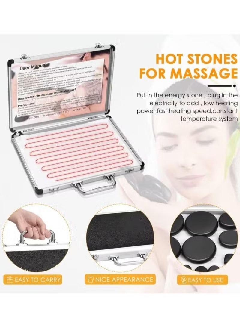 Arabest Hot Stones Massage Set with Temperature Adjustment-18 Pcs Basalt Hot Stones with Heater Kit, Professional Massage Tool for Spa-Lymphatic Drainage, Relieve Tension and Muscle Pain - Image 3