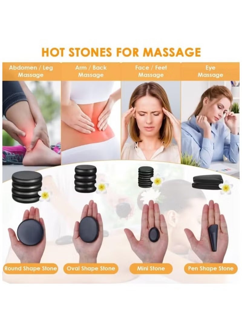 Arabest Hot Stones Massage Set with Temperature Adjustment-18 Pcs Basalt Hot Stones with Heater Kit, Professional Massage Tool for Spa-Lymphatic Drainage, Relieve Tension and Muscle Pain - Image 4