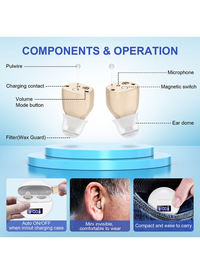 Chixing Rechargeable Hearing Aids for Seniors & Adults, Noise-Cancelling, In-Ear Digital Amplifier with Charging Case  - Image 2