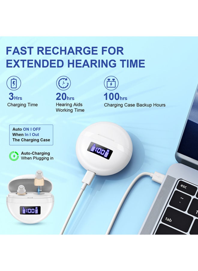 Chixing Rechargeable Hearing Aids for Seniors & Adults, Noise-Cancelling, In-Ear Digital Amplifier with Charging Case  - Image 3