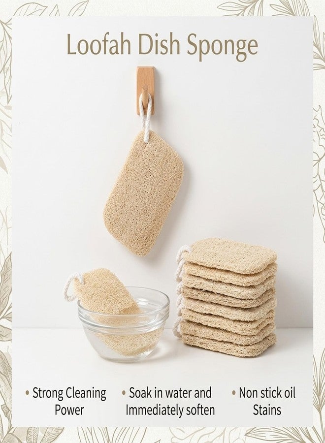 Psiriol 10 Pcs Natural Loofah Sponge Set, Dye-Free, Loofah Sponge for Dishwashing, Loofa for Women and Men Body Scrubber, Bath Exfoliator for Glowing Skin - Image 3