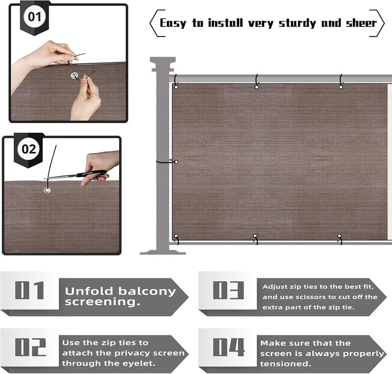 GardenLux غطاء شاشة خصوصية للشرفة 3'x10' مع حماية من الأشعة فوق البنفسجية ومقاوم للعوامل الجوية وقوي للاستخدام في الفناء الخلفي، بني - Image 4