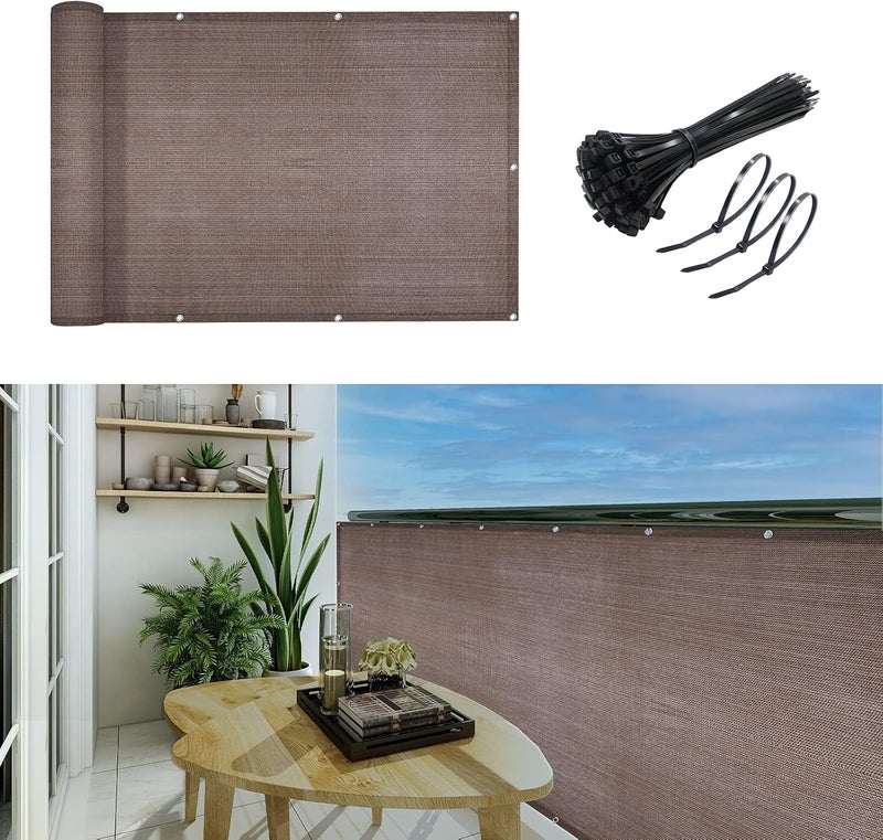 GardenLux غطاء شاشة خصوصية للشرفة 3'x10' مع حماية من الأشعة فوق البنفسجية ومقاوم للعوامل الجوية وقوي للاستخدام في الفناء الخلفي، بني - Image 1