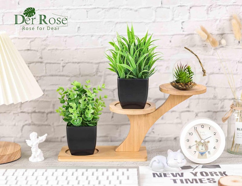 Der Rose 2 Pack Fake Plants Small Artificial Potted Plants Faux Plants Black Bathroom Accessories for Home Office Desk Bathroom Decor Indoor - Image 3