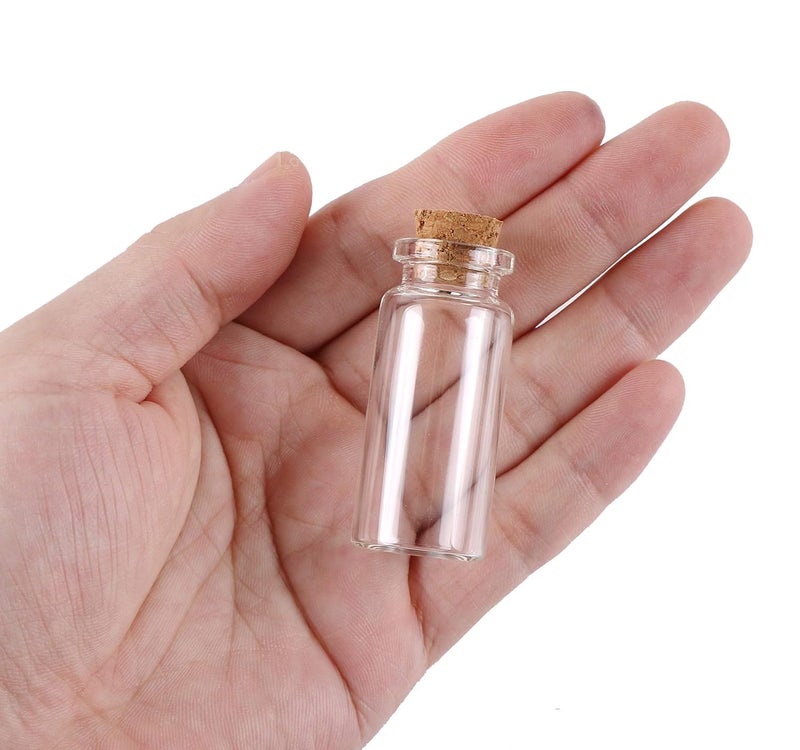 STORE 2508 24Pcs 10ml Glass Bottles Cork Stoppers DIY Decoration Mini Glass Vials Cork Message Glass Bottle Vial Cork, Small Glass Bottles Jars Corks for Wedding Party Favors - Image 2