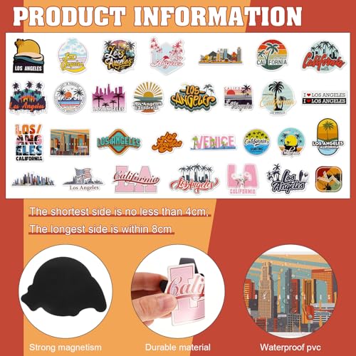 Konohan 30 Pcs Los Angeles Souvenirs Gifts Los Angeles Magnet for Refrigerator City Magnetic Fridge Stickers for Home Decoration - Image 2