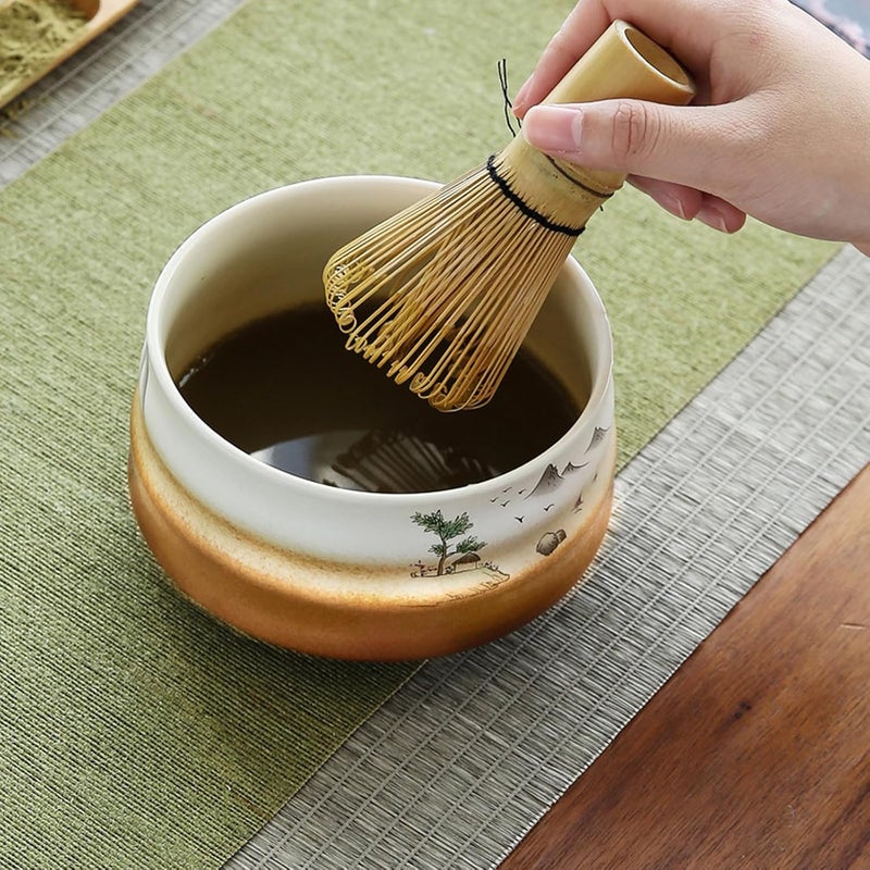 TOPSKY 8pcs Matcha Stirrer Set, Matcha Whisk Set, Matcha Bowl and Whisk set, Tea Ceremony Set for Matcha Making, Bamboo Whisk (Khaki-02) - Image 4