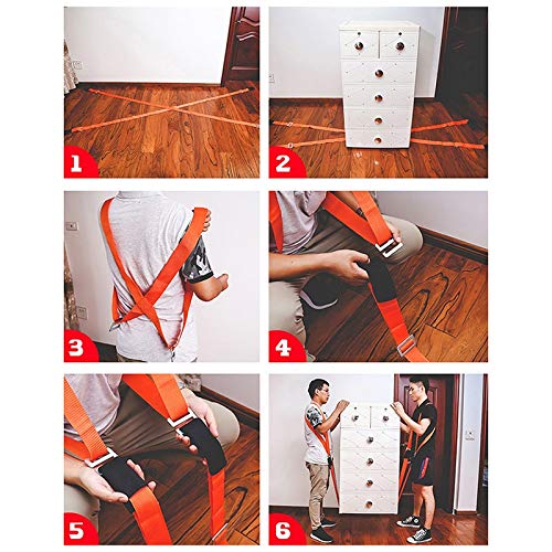 Conyee Moving Straps, 2-Person Lifting Straps for Moving Furniture, Lifting and Moving System Shoulder Belt for Carry Heavy Furniture, Appliances, Mattresses, Lift Heavy Objects up to 800 lbs(Orange) - Image 5