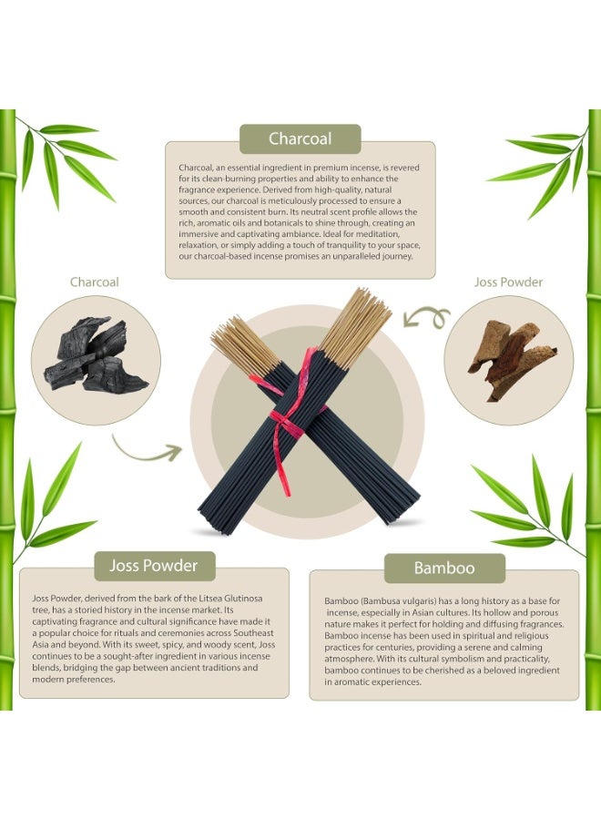 200 Pieces Of 22cm Loose Charcoal Black Incense Sticks -100% Natural Charcoal, Joss, And Bamboo Punk Blankets - Perfect For Diy Aromatherapy Incense, Black Cherry Blossom - Image 4