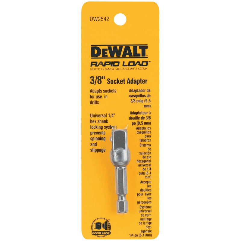 DEWALT DW2542 1/4-Inch Hex Drive to 3/8-Inch Socket Adapter , Silver - Image 1