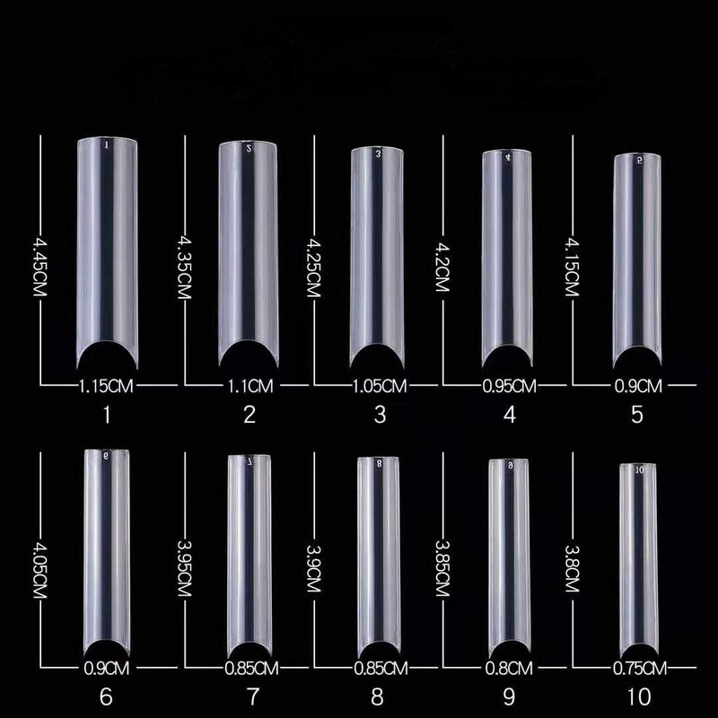 YIMART Long C Curve False Nail Tips - 500pcs XL C Curve Fake Nails Extra Long Tips Premium Square French Acrylic Nails Salon (Clear) - Image 4