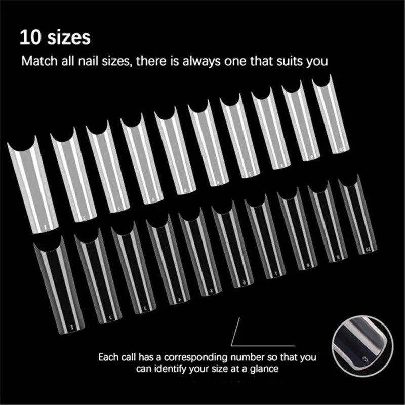 YIMART Long C Curve False Nail Tips - 500pcs XL C Curve Fake Nails Extra Long Tips Premium Square French Acrylic Nails Salon (Clear) - Image 5