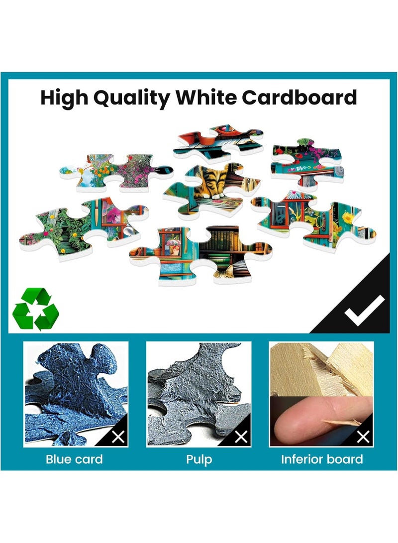 Cat Bookstore Dream Theme Puzzle - 1000 Pieces of Perfect Time - Image 4