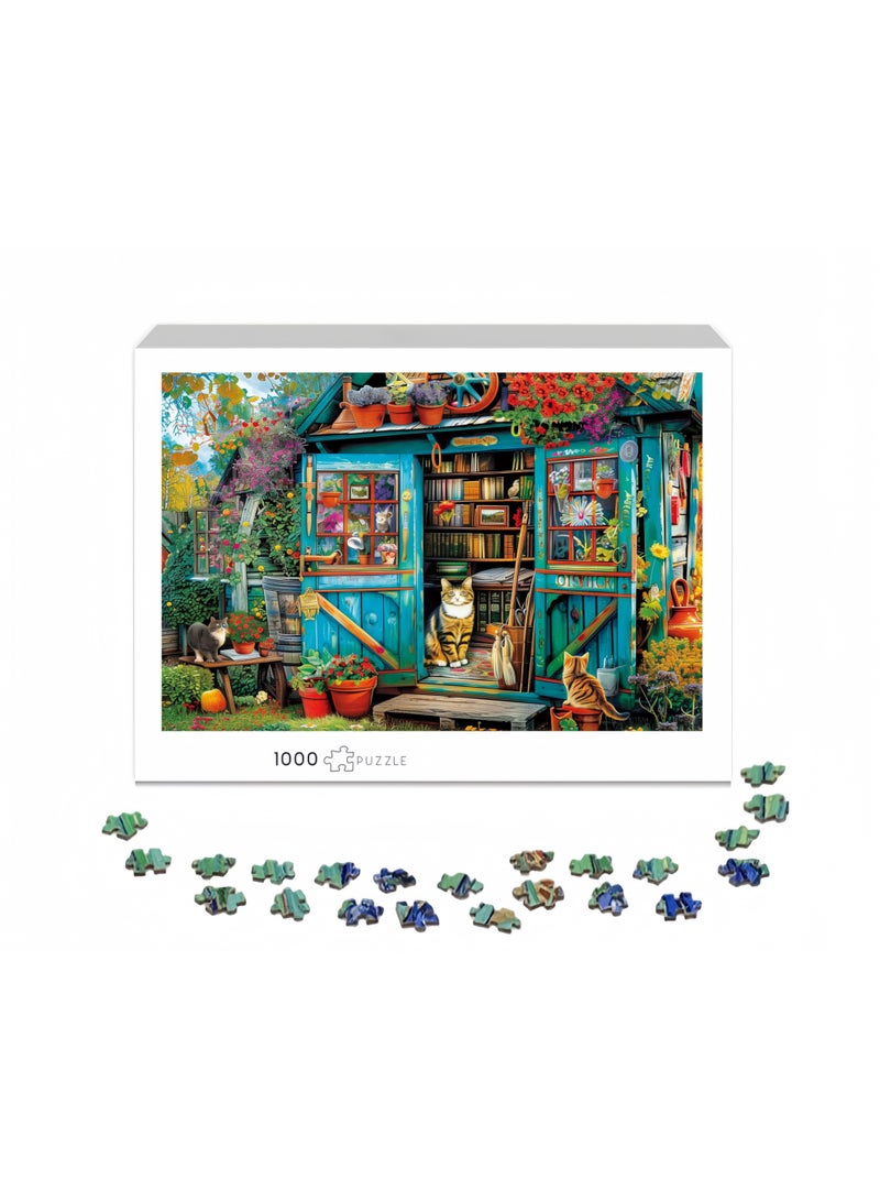 Cat Bookstore Dream Theme Puzzle - 1000 Pieces of Perfect Time - Image 2