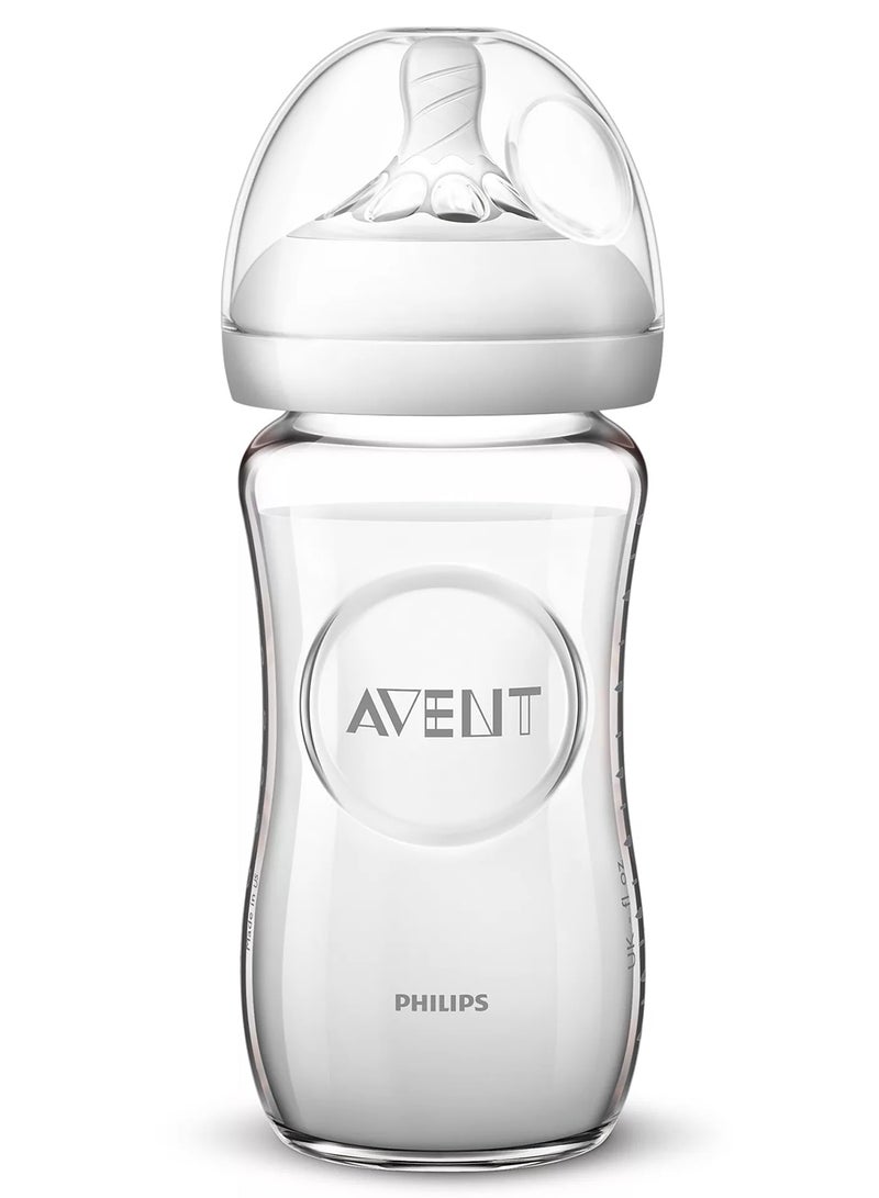 Philips Avent Baby Natural 2.0 Glass Feeding Bottle, 1 Month +, 240 ML, Clear - Image 4