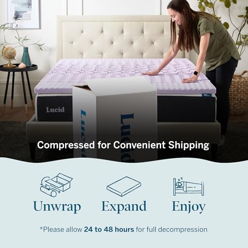 LUCID لوسيد مرتبة ميموري فوم بارتفاع 2 إنش مع خلايا لافندر – حجم توين XL – شعور فخم – معتمد من CertiPUR – أساسيات غرفة النوم - Image 5