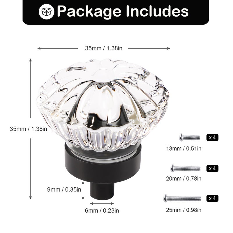 CEYMIO Oil Rubbed Bronze Crystal Cabinet Knobs 16 Pack Flower Crystals Cabinet Knobs Cabinets Knob Clear Small Pull For Closet Dresser Drawers Cupboard Wardrobe Vintage Retro Pulls Glass Old Fashioned Handle - Image 2