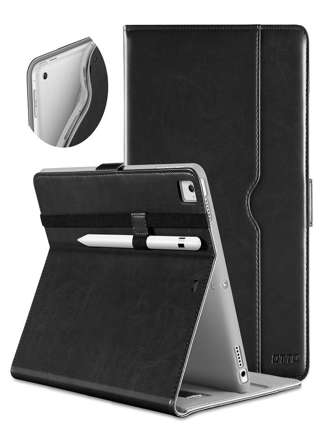 DTTO New iPad 9.7 Inch 5th/6th Generation 2018/2017 Case with Apple Pencil Holder, Premium Leather Folio Stand Cover Case for Apple iPad 9.7 inch, Also Fit iPad Pro 9.7/Air 2/Air - Black(Grey Lining) - Image 1