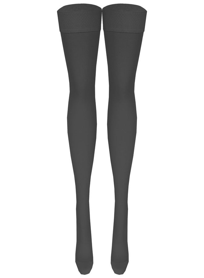 NuVein Medical Compression Stockings, 30-40 mmHg Support, Women & Men Thigh Length Hose, Closed Toe, Black, Medium - Image 2